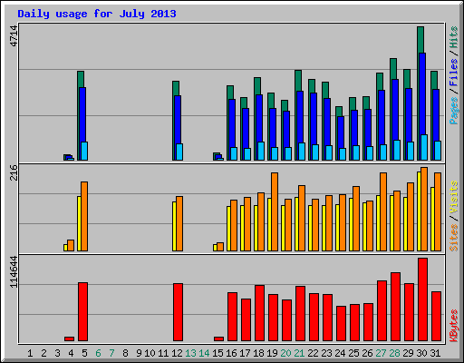 Daily usage for July 2013