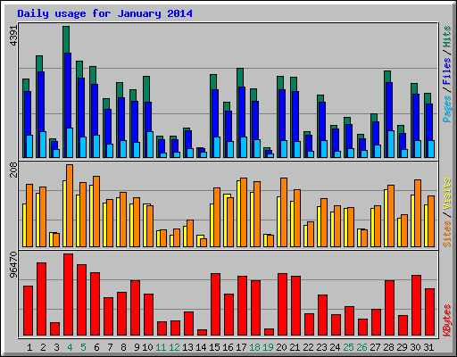 Daily usage for January 2014