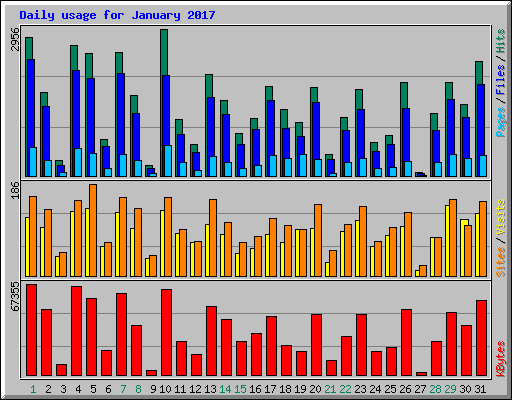 Daily usage for January 2017