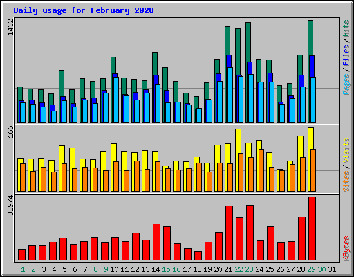 Daily usage for February 2020