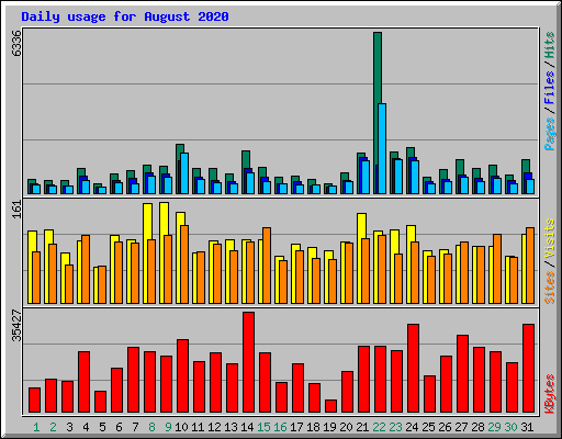 Daily usage for August 2020