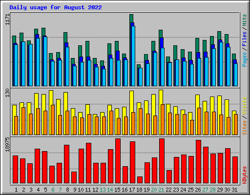 Daily usage for August 2022