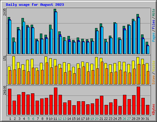 Daily usage for August 2023