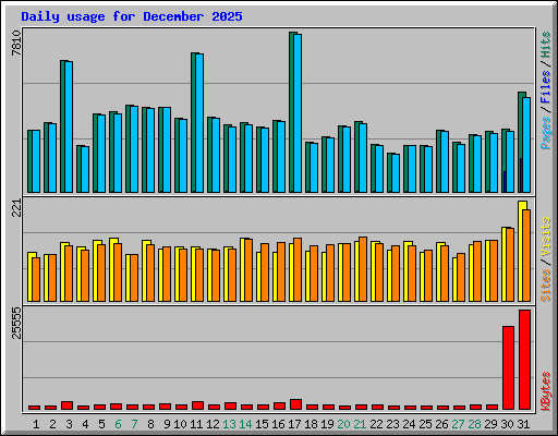 Daily usage for December 2025