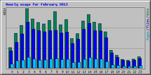 Hourly usage for February 2013